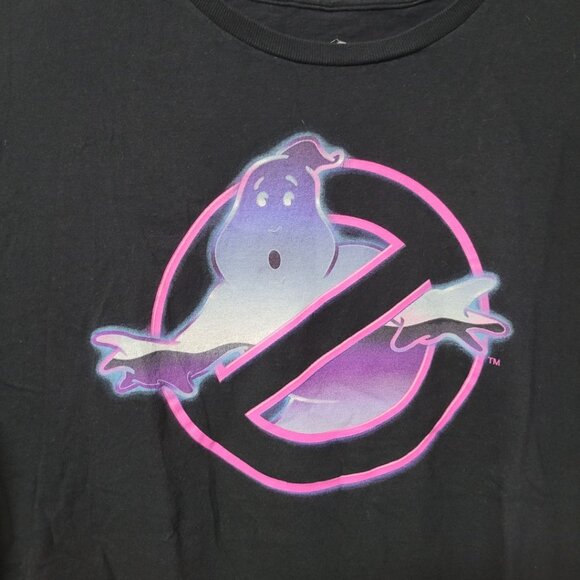 Ghostbusters Tee‎ Shirt Mens Large 42 44 Pink Aint Afraid Black Movie Halloween - Picture 2 of 6